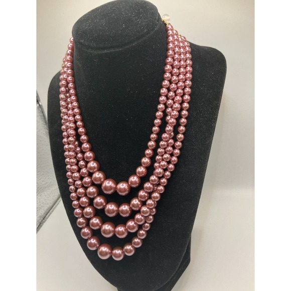 Mauve Faux Pearl 4 Strand 16.5" Necklaces! - Picture 4 of 8